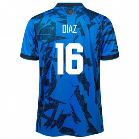 Kandiny Hombre Camiseta El Salvador Wilber Díaz #16 Azul 1ª Equipación 24-26 La Camisa México