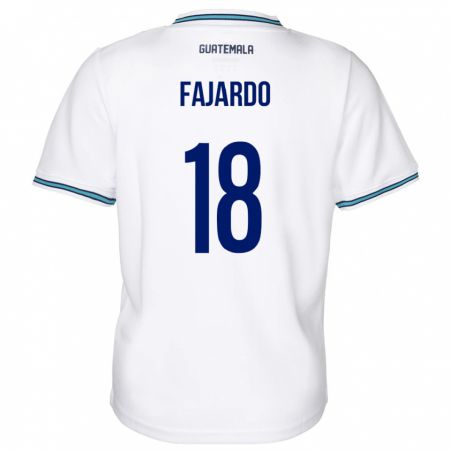 Kandiny Hombre Camiseta Guatemala William Fajardo #18 Blanco 1ª Equipación 24-26 La Camisa