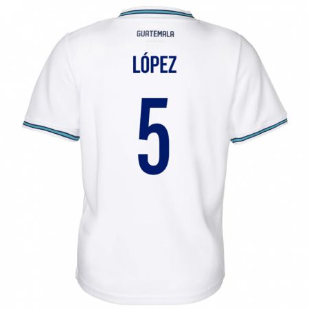 Kandiny Hombre Camiseta Guatemala Jeffery López #5 Blanco 1ª Equipación 24-26 La Camisa