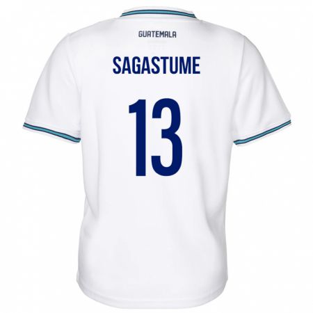 Kandiny Hombre Camiseta Guatemala Selvin Sagastume #13 Blanco 1ª Equipación 24-26 La Camisa