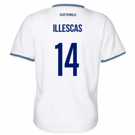 Kandiny Hombre Camiseta Guatemala Kevin Illescas #14 Blanco 1ª Equipación 24-26 La Camisa