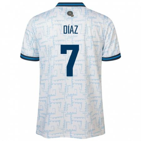 Kandiny Uomo Maglia El Salvador Nelson Díaz #7 Bianco Kit Gara Away 24-26 Maglietta