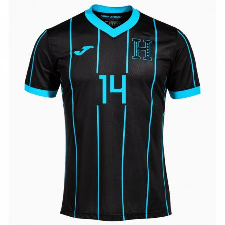 Kandiny Uomo Maglia Honduras David Ruíz #14 Nero Kit Gara Away 24-26 Maglietta