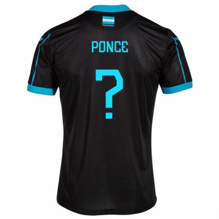 Kandiny Uomo Maglia Honduras Justin Ponce #0 Nero Kit Gara Away 24-26 Maglietta