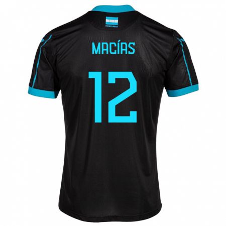 Kandiny Uomo Maglia Honduras Owen Macías #12 Nero Kit Gara Away 24-26 Maglietta