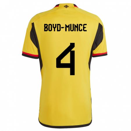 Kandiny Uomo Maglia Irlanda Del Nord Caolan Boyd-Munce #4 Bianco Kit Gara Away 24-26 Maglietta