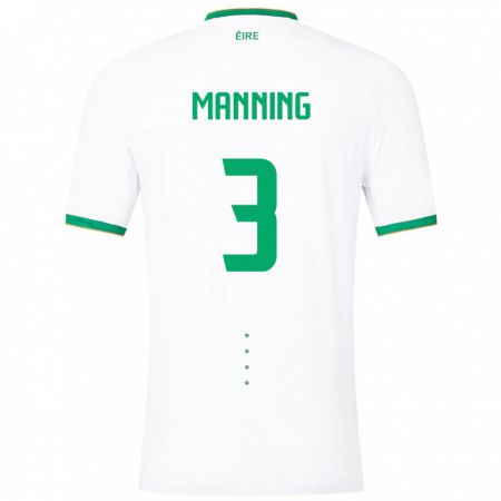 Kandiny Dames Ierland Ryan Manning #3 Wit Uitshirt Uittenue 24-26 T-Shirt