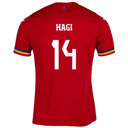 Kandiny Donna Maglia Romania Ianis Hagi #14 Rosso Kit Gara Away 24-26 Maglietta