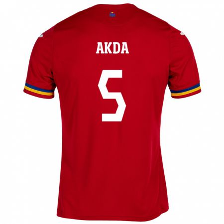 Kandiny Donna Maglia Romania Ümit Akdağ #5 Rosso Kit Gara Away 24-26 Maglietta