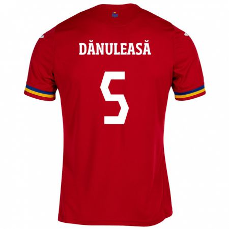 Kandiny Donna Maglia Romania Gabriel Dănuleasă #5 Rosso Kit Gara Away 24-26 Maglietta