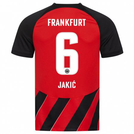 Kandiny Bambino Maglia Kristijan Jakic #6 Rosso Nero Kit Gara Home 2023/24 Maglietta