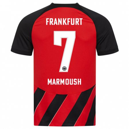 Kandiny Kinder Omar Marmoush #7 Rot Schwarz Heimtrikot Trikot 2023/24 T-Shirt Österreich