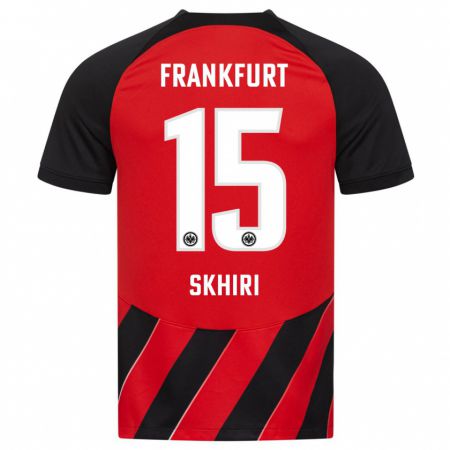 Kandiny Kinder Ellyes Skhiri #15 Rot Schwarz Heimtrikot Trikot 2023/24 T-Shirt Österreich