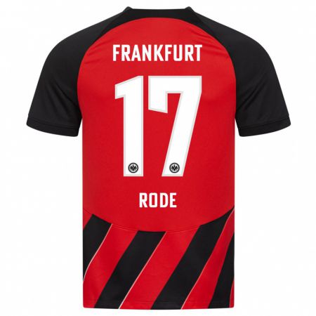 Kandiny Dzieci Sebastian Rode #17 Czerwony Czarny Domowa Koszulka 2023/24 Koszulki Klubowe