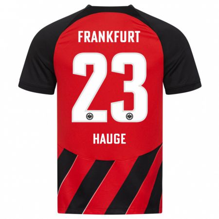 Kandiny Kinder Jens Petter Hauge #23 Rot Schwarz Heimtrikot Trikot 2023/24 T-Shirt Österreich