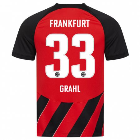 Kandiny Kinderen Jens Grahl #33 Rood Zwart Thuisshirt Thuistenue 2023/24 T-Shirt België