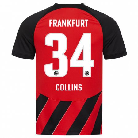 Kandiny Kinderen Nnamdi Collins #34 Rood Zwart Thuisshirt Thuistenue 2023/24 T-Shirt België