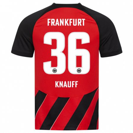 Kandiny Kinderen Ansgar Knauff #36 Rood Zwart Thuisshirt Thuistenue 2023/24 T-Shirt België