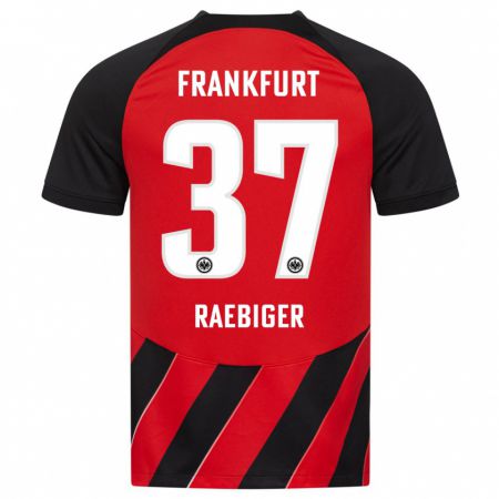 Kandiny Niño Camiseta Sidney Raebiger #37 Negro Rojo 1ª Equipación 2023/24 La Camisa México