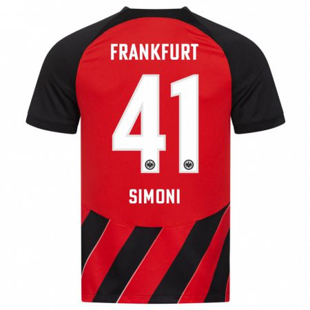 Kandiny Bambino Maglia Simon Simoni #41 Rosso Nero Kit Gara Home 2023/24 Maglietta