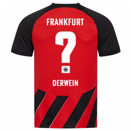 Kandiny Bambino Maglia Elias Derwein #0 Rosso Nero Kit Gara Home 2023/24 Maglietta