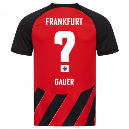 Kandiny Bambino Maglia Luke Gauer #0 Rosso Nero Kit Gara Home 2023/24 Maglietta