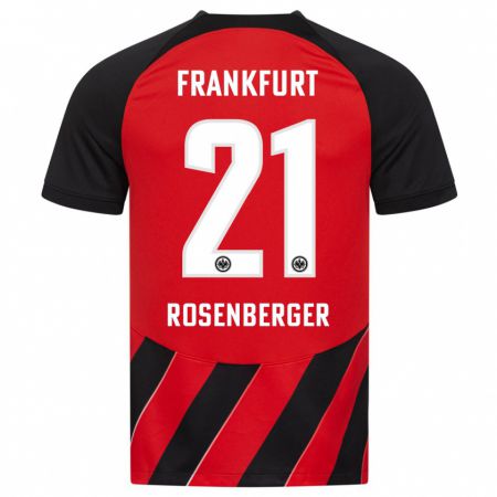 Kandiny Kinder Robin Rosenberger #21 Rot Schwarz Heimtrikot Trikot 2023/24 T-Shirt Österreich