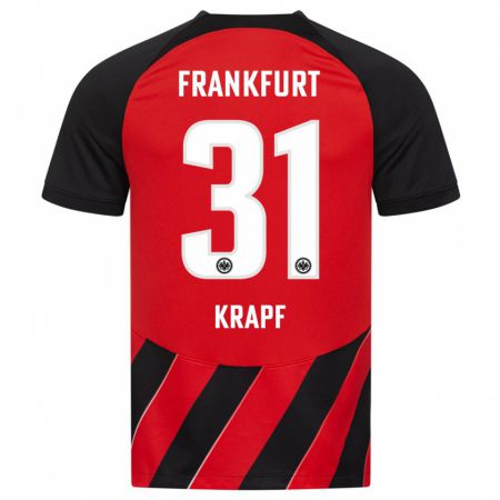 Kandiny Kinderen Maximilian Krapf #31 Rood Zwart Thuisshirt Thuistenue 2023/24 T-Shirt België