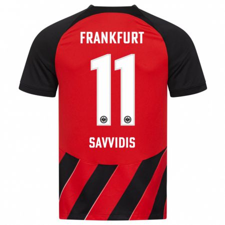 Kandiny Bambino Maglia Rafail Savvidis #11 Rosso Nero Kit Gara Home 2023/24 Maglietta