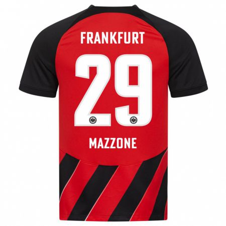 Kandiny Kinder Matteo Mazzone #29 Rot Schwarz Heimtrikot Trikot 2023/24 T-Shirt Österreich