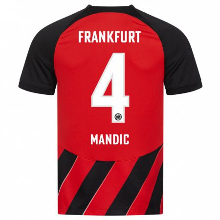 Kandiny Kinderen Kristian Mandic #4 Rood Zwart Thuisshirt Thuistenue 2023/24 T-Shirt België