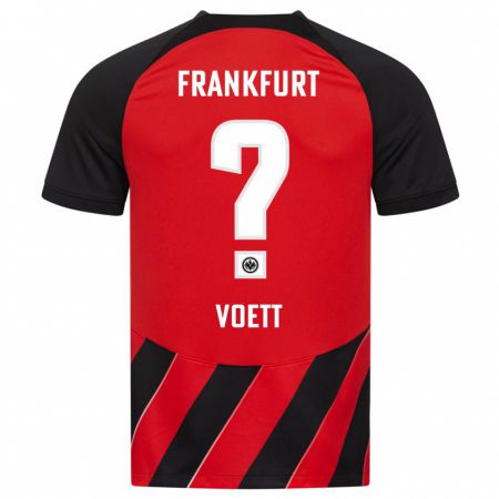 Kandiny Bambino Maglia Johannes Voett #0 Rosso Nero Kit Gara Home 2023/24 Maglietta