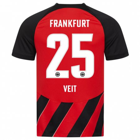 Kandiny Niño Camiseta Jella Veit #25 Negro Rojo 1ª Equipación 2023/24 La Camisa México