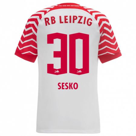 Kandiny Kinderen Benjamin Sesko #30 Wit Thuisshirt Thuistenue 2023/24 T-Shirt België