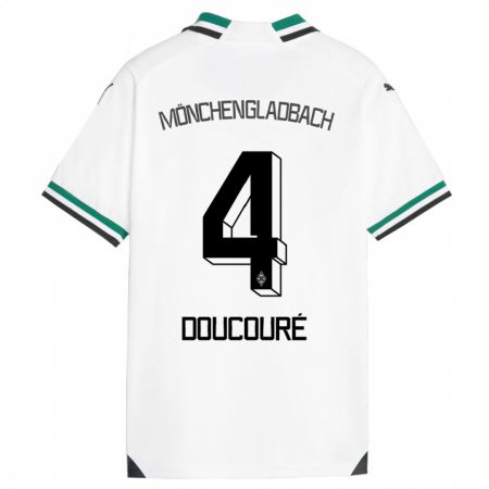 Kandiny Bambino Maglia Mamadou Doucouré #4 Bianco Verde Kit Gara Home 2023/24 Maglietta