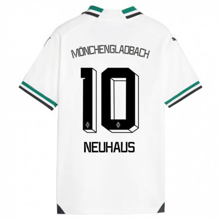 Kandiny Kinderen Florian Neuhaus #10 Wit Groen Thuisshirt Thuistenue 2023/24 T-Shirt België