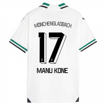 Kandiny Bambino Maglia Manu Koné #17 Bianco Verde Kit Gara Home 2023/24 Maglietta