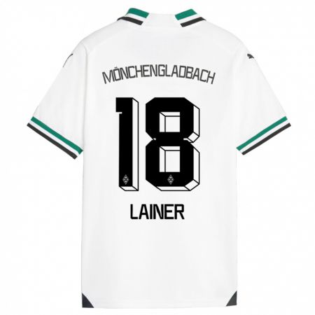 Kandiny Kinderen Stefan Lainer #18 Wit Groen Thuisshirt Thuistenue 2023/24 T-Shirt België