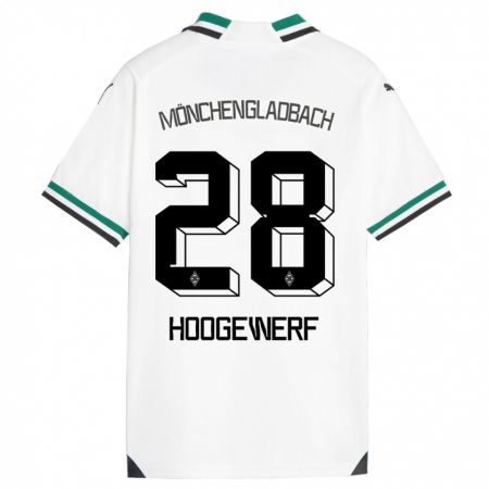 Kandiny Bambino Maglia Dillon Hoogewerf #28 Bianco Verde Kit Gara Home 2023/24 Maglietta