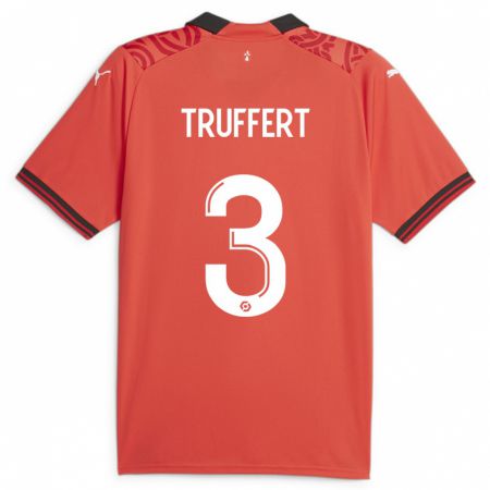 Kandiny Kinderen Adrien Truffert #3 Rood Thuisshirt Thuistenue 2023/24 T-Shirt België