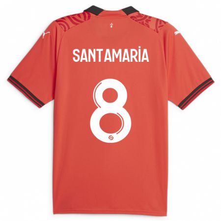 Kandiny Kinderen Baptiste Santamaria #8 Rood Thuisshirt Thuistenue 2023/24 T-Shirt België