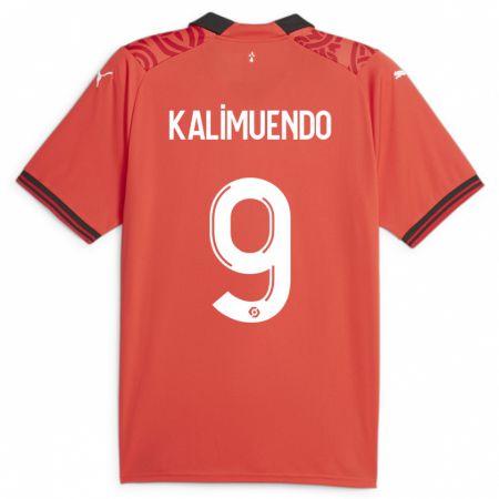 Kandiny Kinderen Arnaud Kalimuendo #9 Rood Thuisshirt Thuistenue 2023/24 T-Shirt België