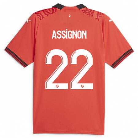 Kandiny Kinderen Lorenz Assignon #22 Rood Thuisshirt Thuistenue 2023/24 T-Shirt België