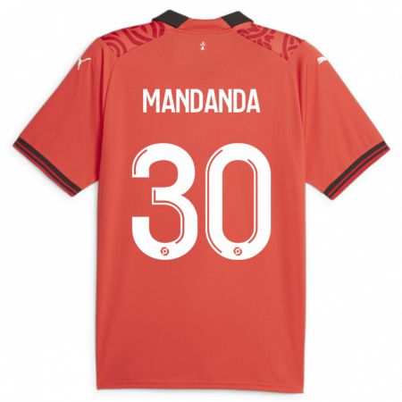 Kandiny Dzieci Steve Mandanda #30 Czerwony Domowa Koszulka 2023/24 Koszulki Klubowe