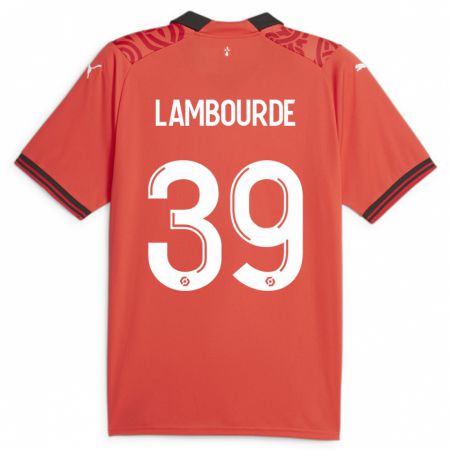 Kandiny Kinderen Mathis Lambourde #39 Rood Thuisshirt Thuistenue 2023/24 T-Shirt België