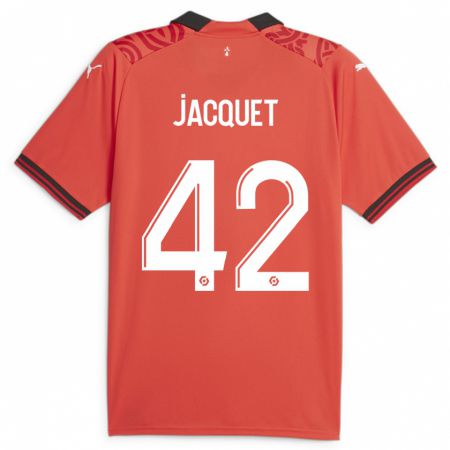 Kandiny Kinderen Jérémy Jacquet #42 Rood Thuisshirt Thuistenue 2023/24 T-Shirt België