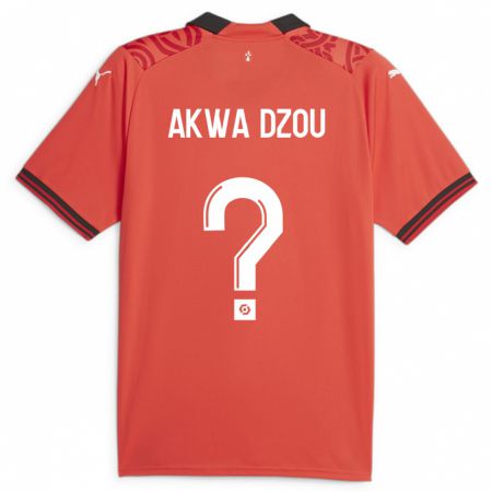 Kandiny Bambino Maglia Yoan Akwa Dzou #0 Rosso Kit Gara Home 2023/24 Maglietta