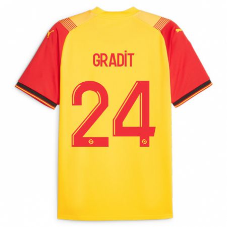 Kandiny Bambino Maglia Jonathan Gradit #24 Giallo Kit Gara Home 2023/24 Maglietta