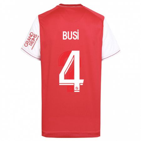 Kandiny Bambino Maglia Maxime Busi #4 Rosso Kit Gara Home 2023/24 Maglietta