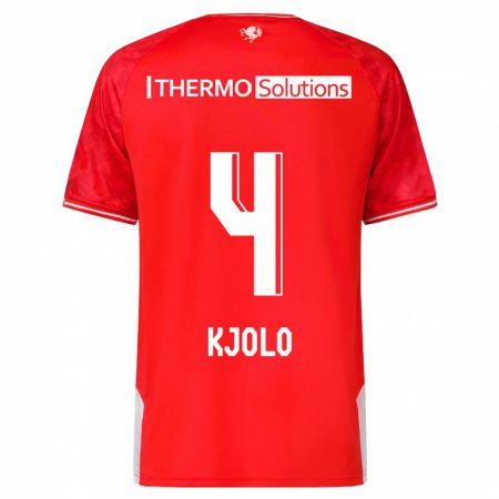 Kandiny Bambino Maglia Mathias Kjølø #4 Rosso Kit Gara Home 2023/24 Maglietta